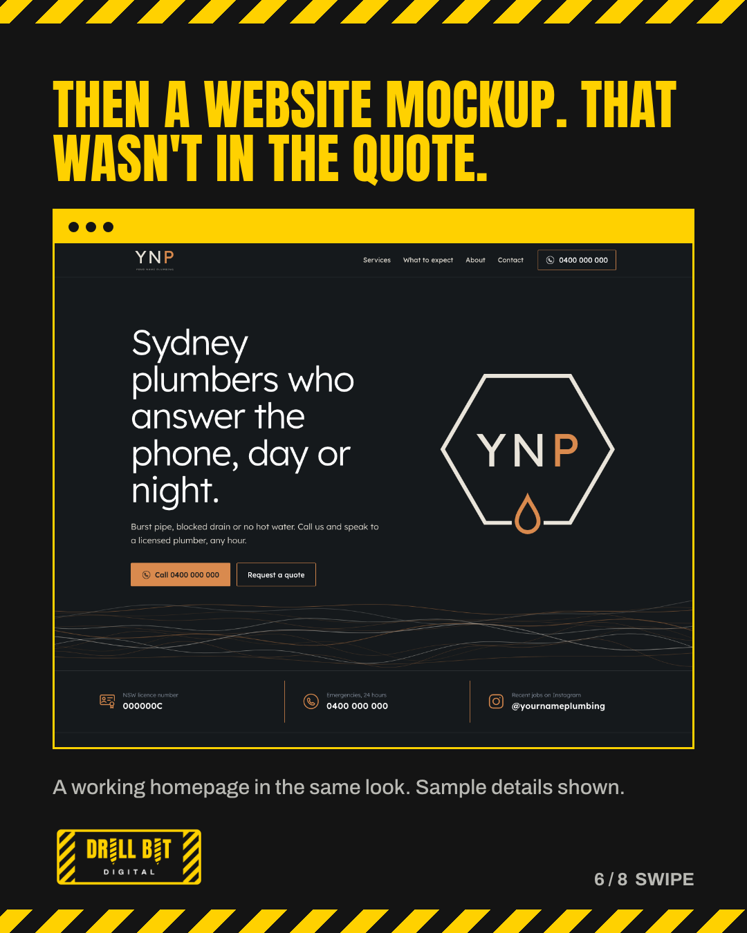 A website mockup in the same look. That wasn't in the quote.